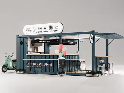 现代餐饮建筑 商业盒子 集装箱 咖啡 移动售卖摊位 商业集装箱