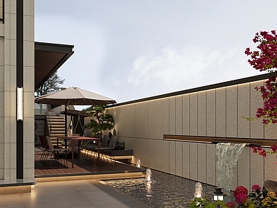 新中式假山水景 鱼池 植物造景 庭院小品