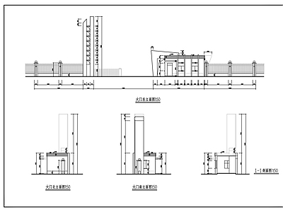 现代门卫室建筑 大门建筑图 施工图