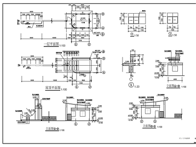 现代门卫室建筑 大门门卫室建筑图 施工图