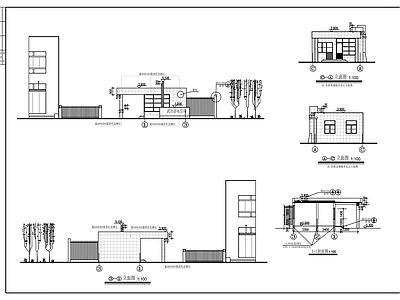 现代门卫室建筑 大门设计图 施工图