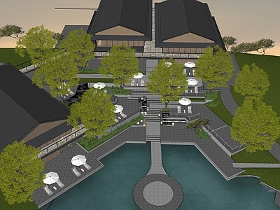 现代其他景观小建筑 万华麓湖 美食岛二期 网红景观 非标商业