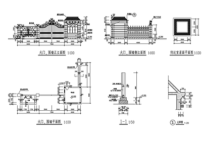 现代门卫室建筑 大门建筑图 施工图