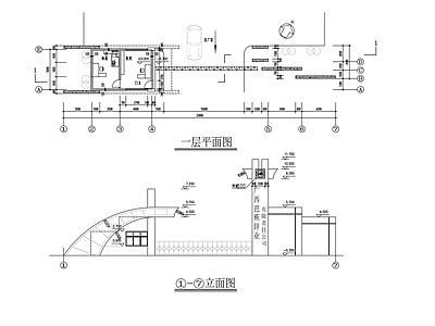 现代门卫室建筑 工厂大 施工图