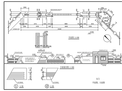 现代门卫室建筑 厂区大门及传达室 施工图