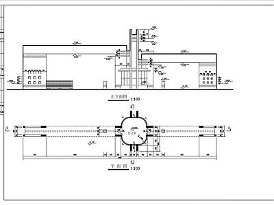 现代门卫室建筑 门楼建筑图 施工图