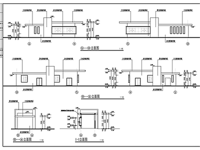 现代门卫室建筑 公司大门建筑图 施工图