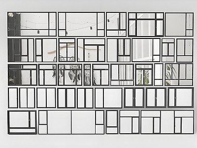 现代平开窗 现代窗框 阳极氧化铝材质 隐框玻璃 工业极简