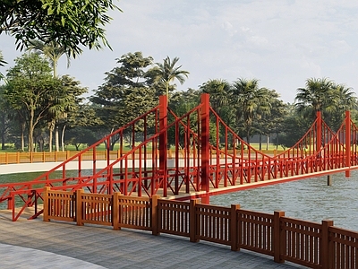 现代景观桥 吊桥 金属景观桥