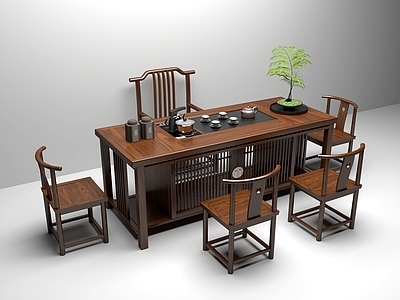 新中式中式茶桌椅 新中式 桌椅 茶桌椅 茶几 茶具