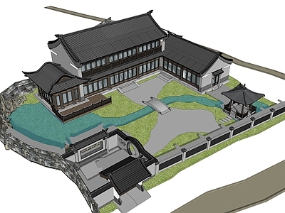 中式古建筑 中式庭院景观 中式住宅 古建筑