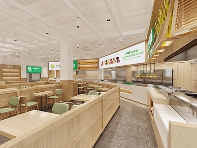现代原木快餐店 快餐店 施工图
