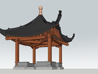 中式古建筑 中式 四角亭 唐代亭子 古建细节