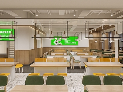 现代原木快餐店 快餐店 施工图