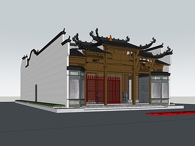 中式古建筑 古建 祠堂 细部构件 详细 古建结构