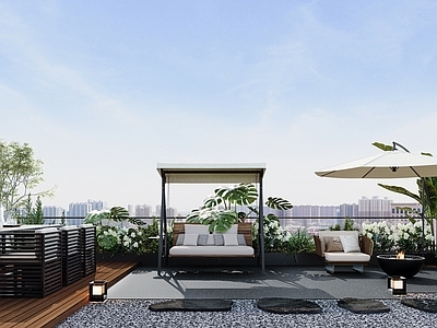 现代屋顶花园 露台景观 花园露台 庭院景观 居家庭院