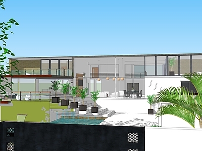 现代极简民宿建筑 平地民宿建筑