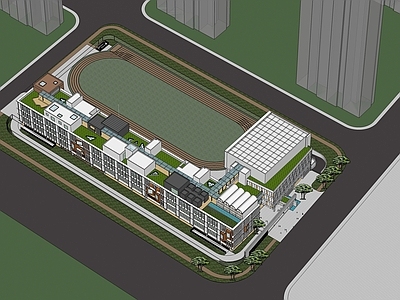 现代简约学校建筑 学校 小学 教学楼学校