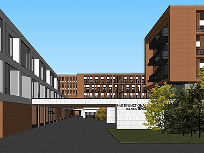 现代轻奢学校建筑 教学楼学校 高中