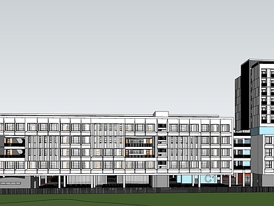 现代简约学校建筑 学校 教学楼 小学