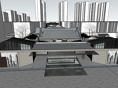 新中式中式风格建筑 中式会所 中式建筑 会所
