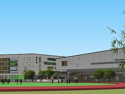 新中式现代小学 小学 教学楼 学校
