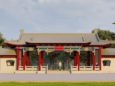 中式入口大门 公园入口大门 学校入口大门