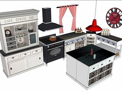 现代开放式厨房 厨房餐厅