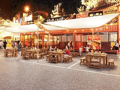 现代新中式烧烤烤肉店 烧烤店 夜市经济地摊经济 夜市烧烤撸串火锅