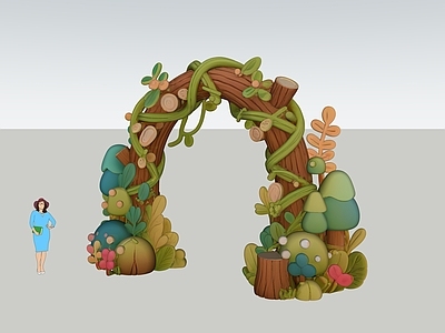 现代入口大门 森林卡通植物大门 儿童活动入口 艺术装置 雕塑小品