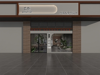 现代极简数码店 现代门头 现代窗帘门头 门头