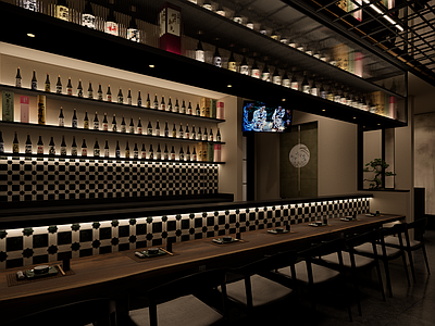 日式侘寂日料店 寿司店 包厢明档 座椅组合 庭院设计