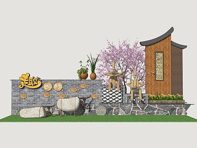 新中式标识标牌 乡村标识牌 村牌 村标 乡村景墙 民俗文化景墙