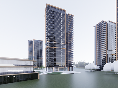 现代小区建筑 豪宅