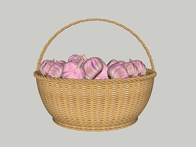 水果蔬菜 蔬菜 蒜头 竹编篮子 大蒜 篮筐