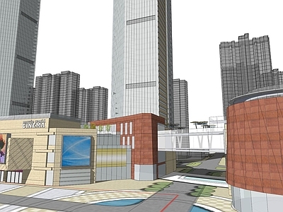 现代简约商场建筑 商业高层 商业裙楼 商业综合体