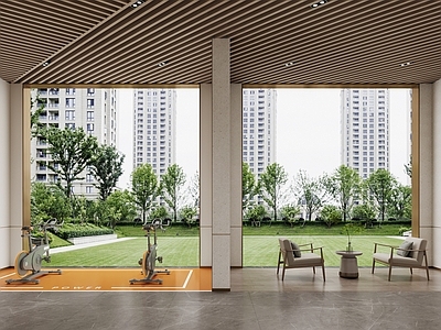 现代简约其他公共空间 架空层门厅 序厅 架空层健身区 健身区