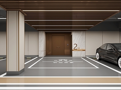 现代轻奢室内停车场 落客区 光厅 地下停车场 地下门厅