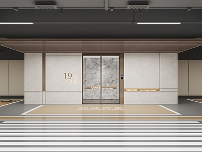 现代轻奢室内停车场 地下停车场 地下门厅 落客区 光厅