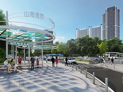 现代廊架 路口过街遮阴廊架 圆形廊架
