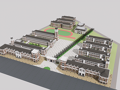 欧式简欧学校建筑 国际学校 英式学校 教学楼学校