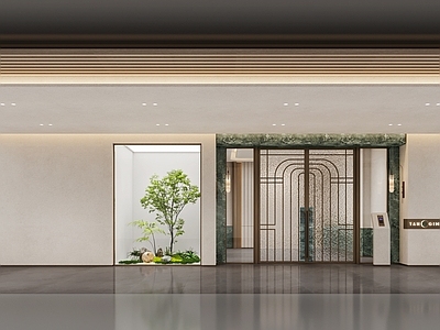 现代轻奢室内停车场 地下停车场 地下大堂 落客区 地下门厅