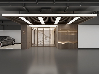 现代轻奢室内停车场 地下停车场 落客区 地下大堂 地下门厅 光厅
