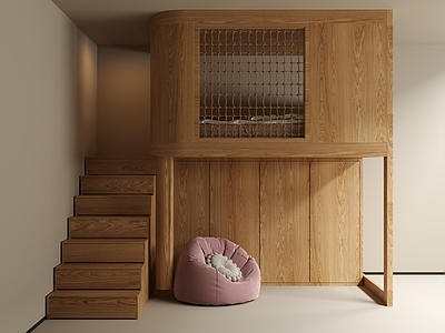 中古侘寂上下床 双层床 上床下桌床 实木床 儿童床