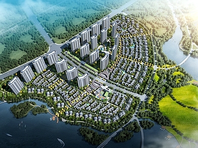 现代鸟瞰规划 住宅鸟瞰 城市鸟瞰
