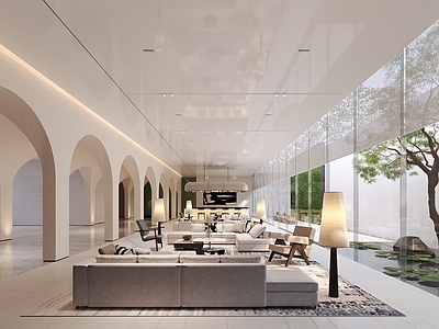 现代新中式售楼处 售楼处洽谈区 售楼处清吧