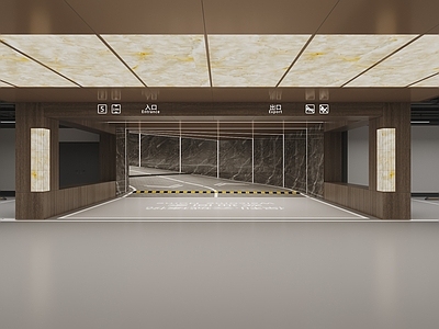 现代轻奢室内停车场 地下停车场 汽车坡道