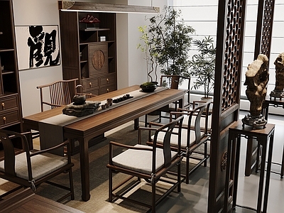 新中式中式茶桌椅 新中式 桌椅 茶桌椅 茶几 茶具