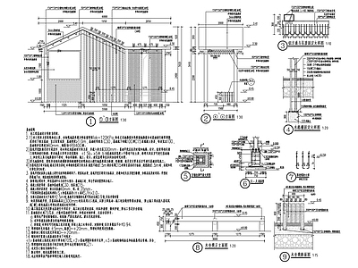 新中式其他景观 公交车站 新中式廊架 施工图