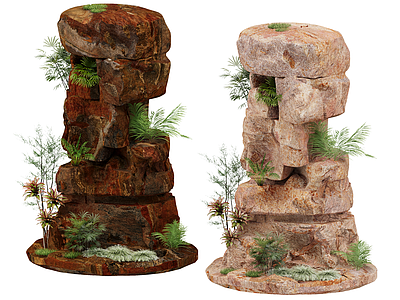 现代假山水景 石头 岩石 景石 石柱